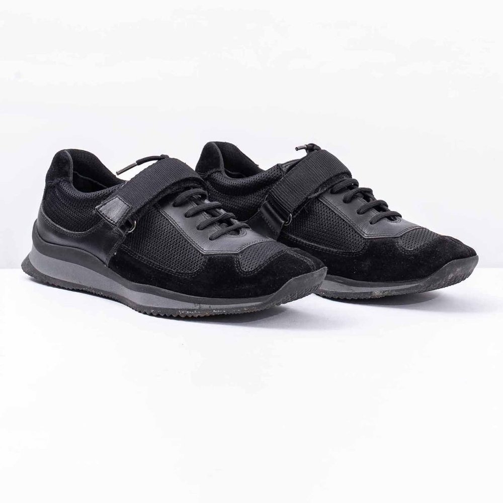 Prada Black Nylon Suede and Leather Sneakers
